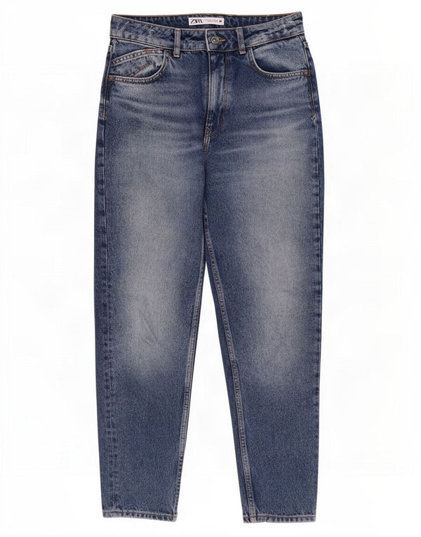 Zara Womens High Rise Tapered Jeans EU 38 Small W28 L28 Blue Cotton
