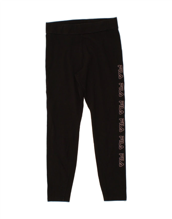 FILA Womens Graphic Leggings UK 8 Small Black Cotton Vintage Fila and Second-Hand Fila from Messina Hembry 