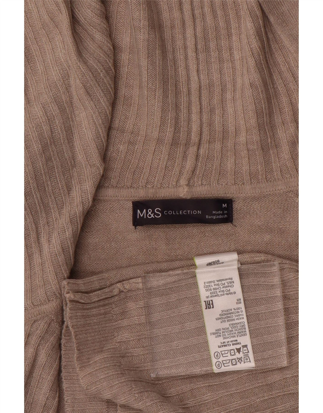 Marks & Spencer Dame Hætte Åben Cardigan Sweater UK 14 Medium Beige
