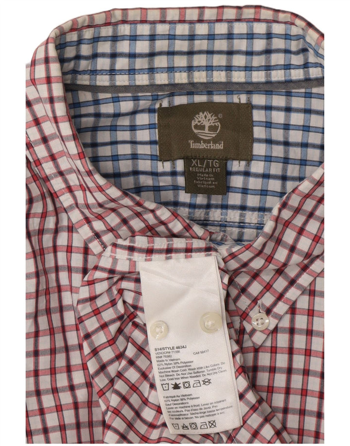 Timberland Mens Short Sleeve Regular Fit Shirt XL Red Check Nylon