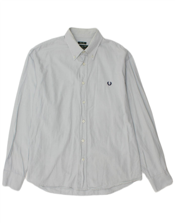 FRED PERRY Mens Slim Fit Shirt 2XL Blue Cotton