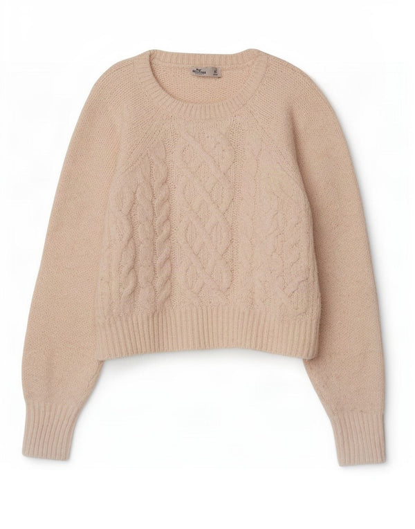 Hollister Donna Maglione Crop Oversize con Collo a Barca UK 6 XS Bianco Sporco