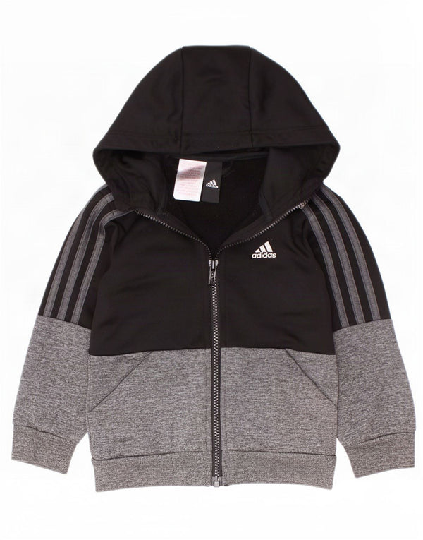 Felpa con cappuccio e zip Adidas per ragazzi 2-3 anni Colorblock nero