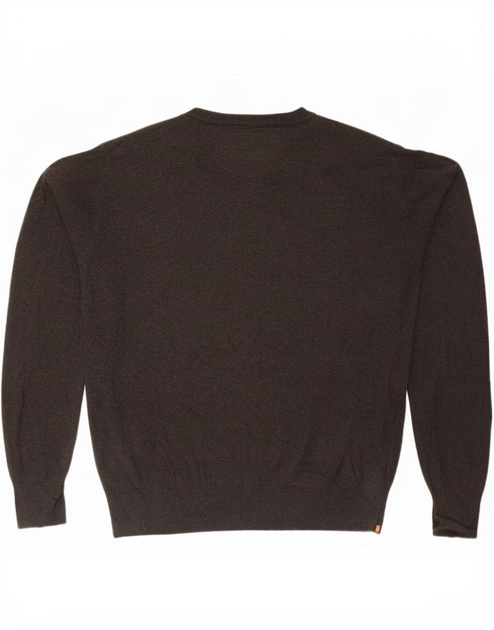 Superdry Pull à col rond pour homme en coton marron Large