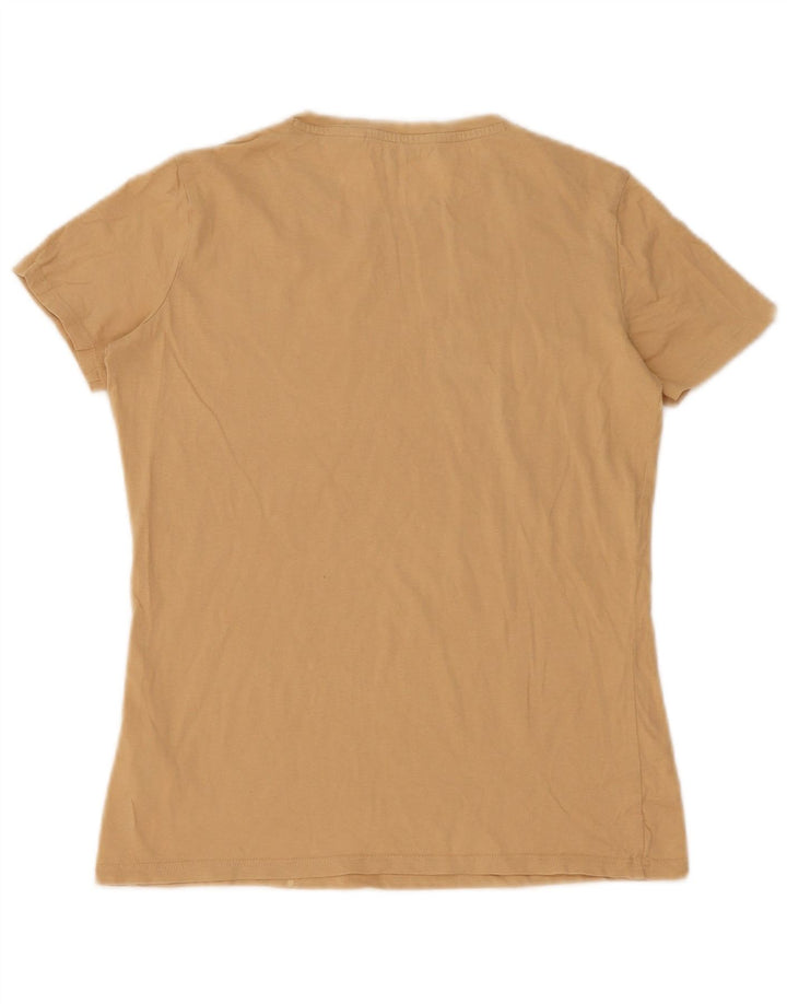 Guess Womens T-Shirt Top UK 12 Medium Beige Cotton