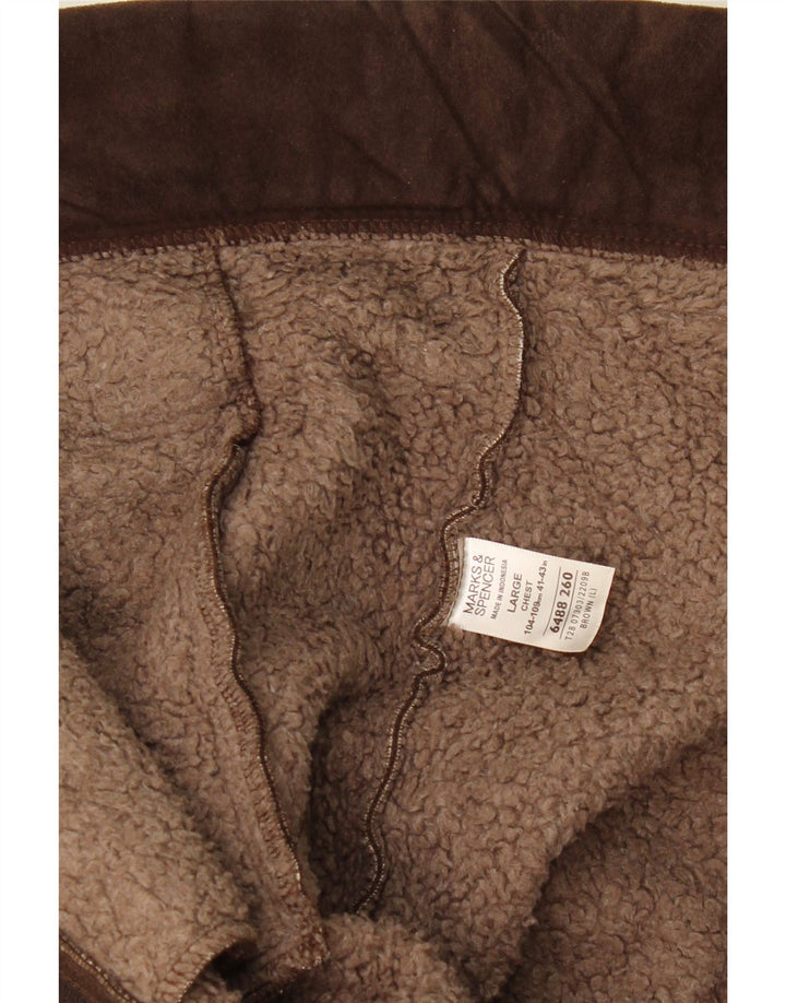 MARKS & SPENCER Mens Sherpa Jacket UK 41/43 Large Brown Polyester