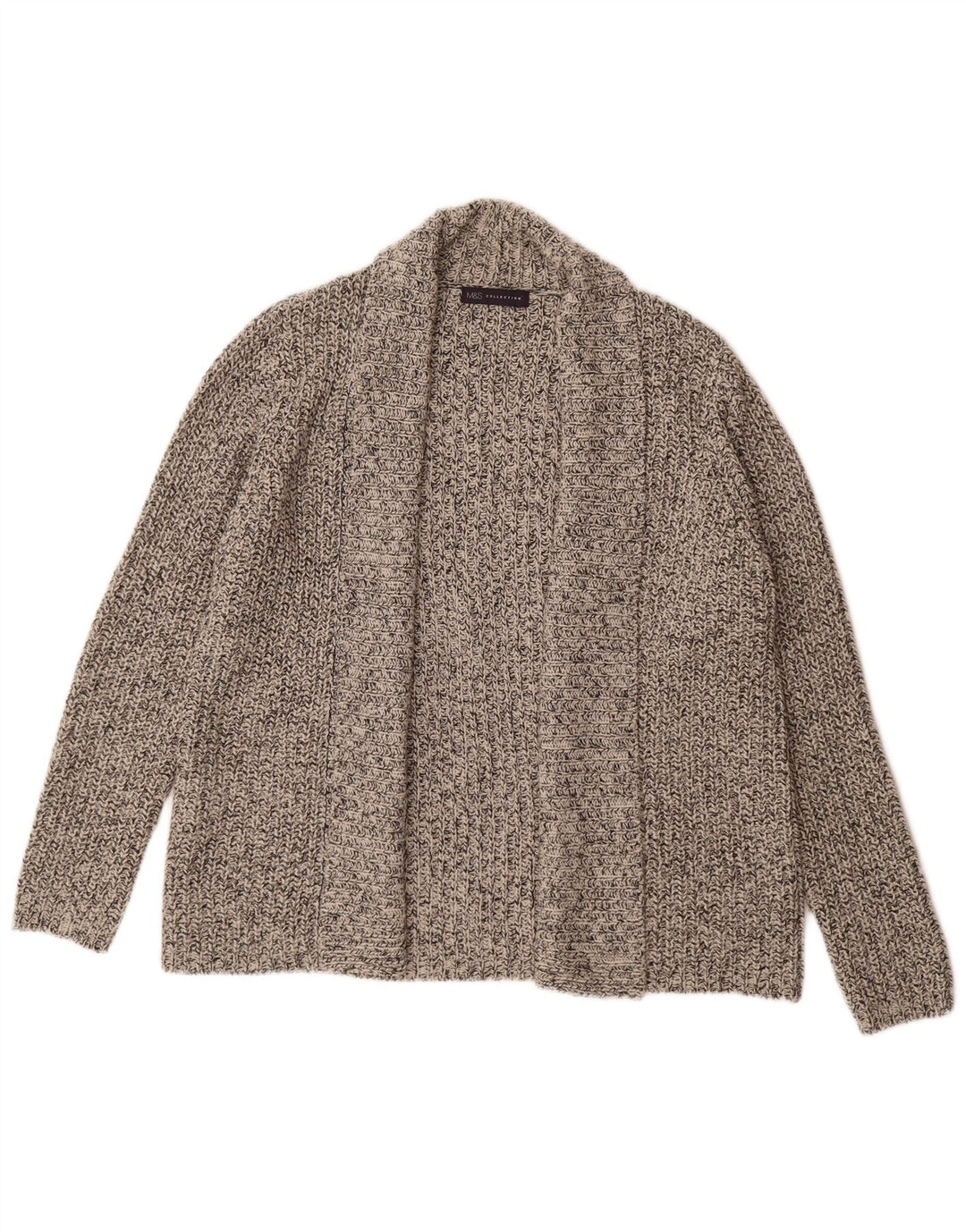 Marks & Spencer Womens Open Cardigan Sweater UK 16 Large Grey Flecked