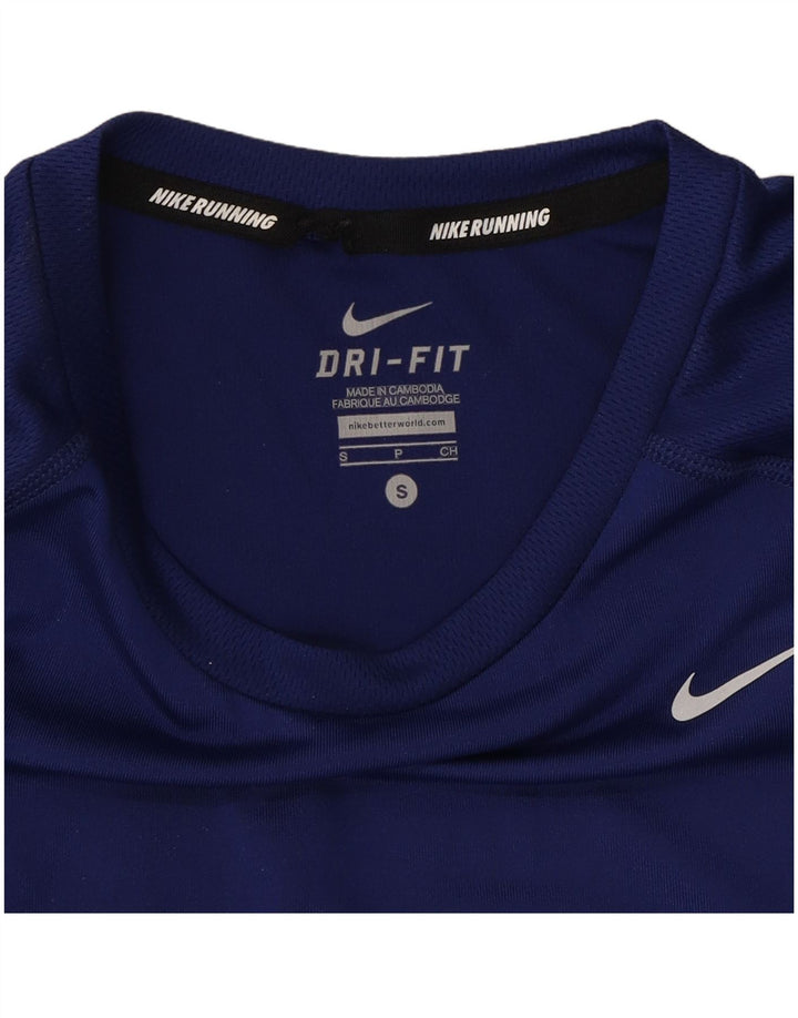 NIKE Mens Dri Fit T-Shirt Top Small Navy Blue Colourblock Polyester