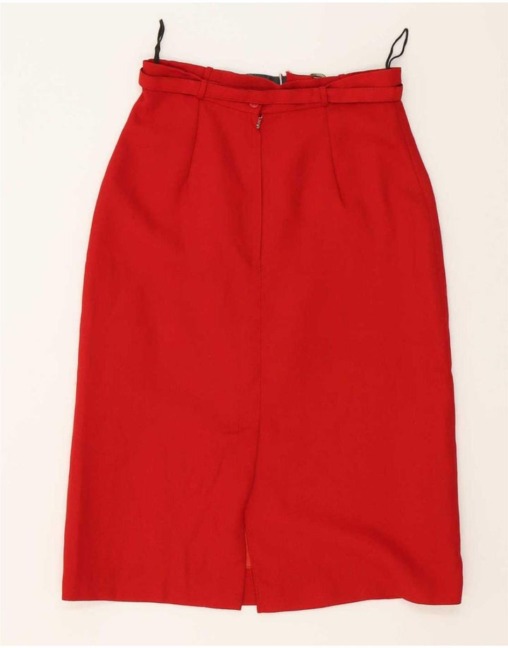 Vintage dame 5 knap 2 stykke nederdel sæt UK 12 medium W28 rød polyester