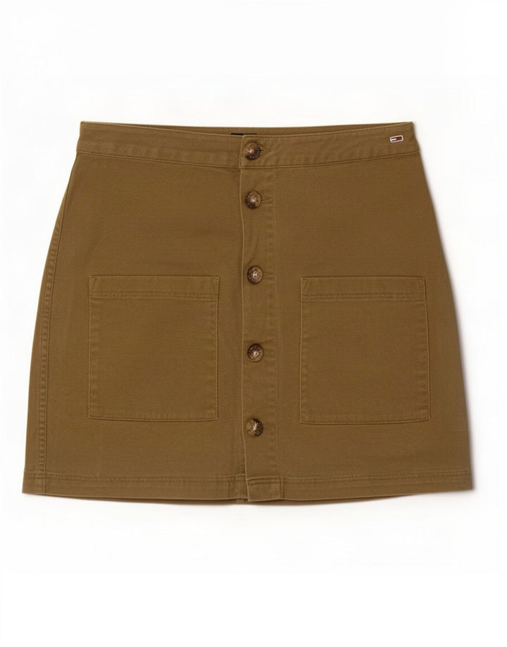 Tommy Hilfiger Damen Minirock W28 Medium Khaki Baumwolle