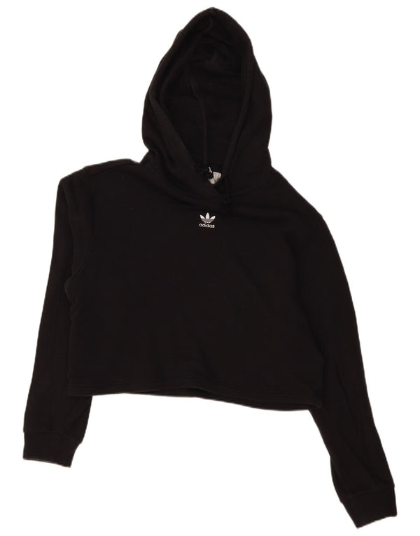 Adidas Pull à capuche surdimensionné pour femme UK 14 en coton noir moyen