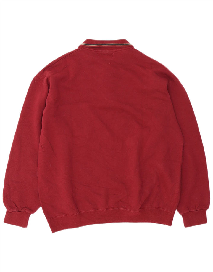 Roby Mens Polo Neck Sweatshirt Jumper Large Burgundy