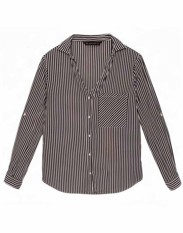 Zara Womens Shirt UK 12 Medium Black Pinstripe
