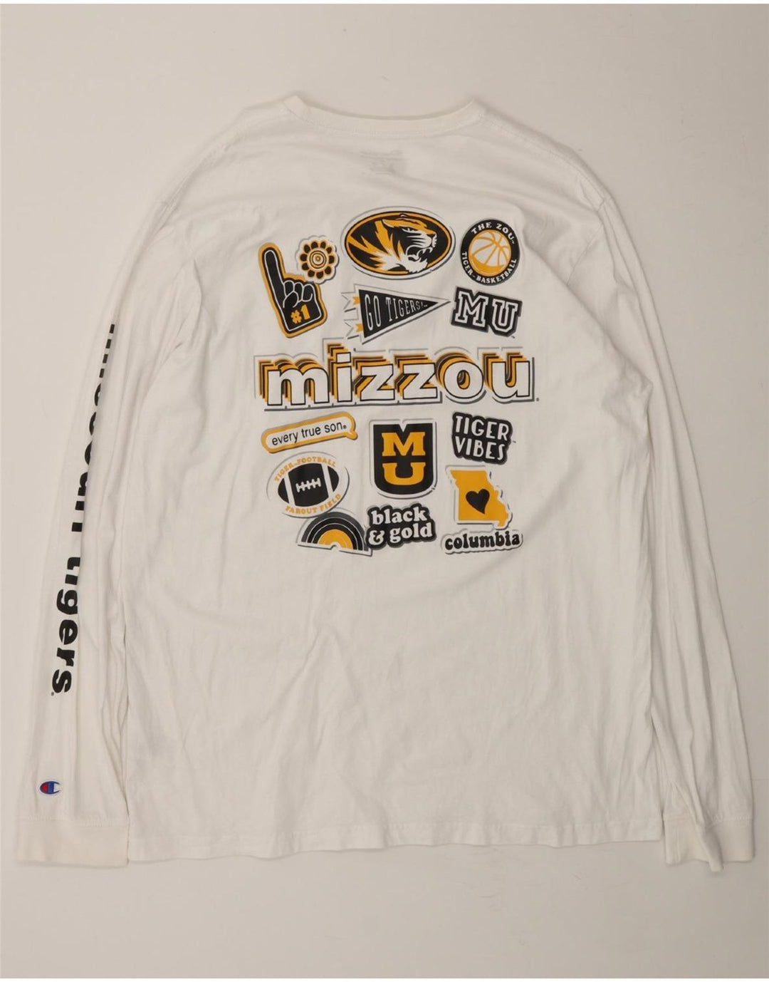 CHAMPION Mens Graphic Top Long Sleeve XL White Cotton Vintage Champion and Second-Hand Champion from Messina Hembry 