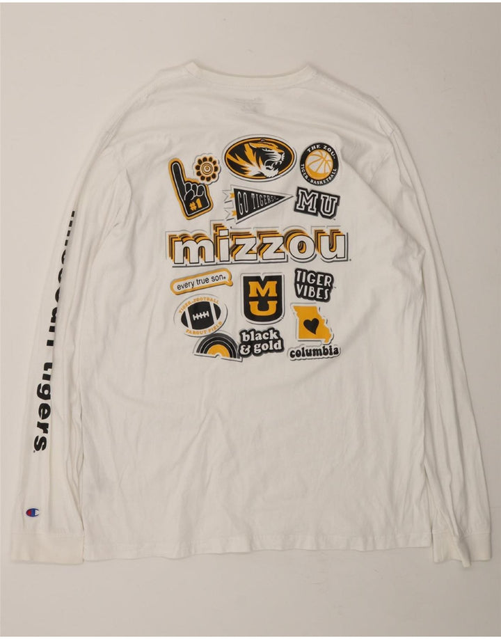 CHAMPION Mens Graphic Top Long Sleeve XL White Cotton Vintage Champion and Second-Hand Champion from Messina Hembry 