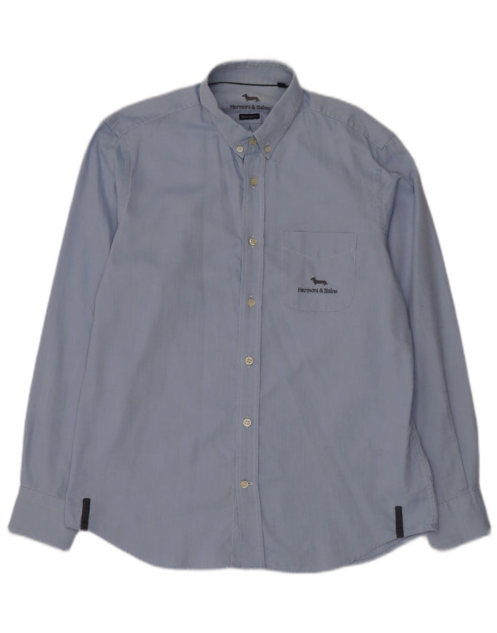 Harmont & Blaine Mens Regular Fit Shirt Large Blue Cotton