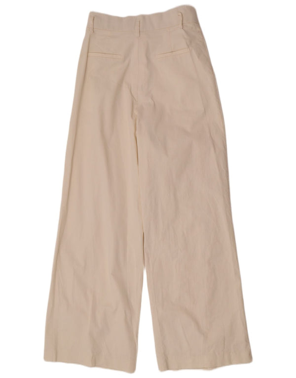 Zara Женские широкие брюки с завышенной талией, средние W28 L31 Off White