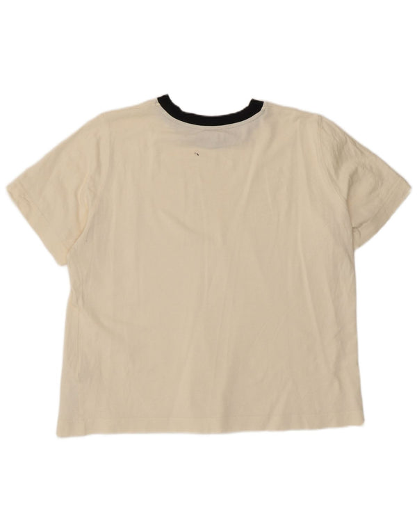 Massimo Dutti Womens T-Shirt Top UK 18 XL Off White Cotton