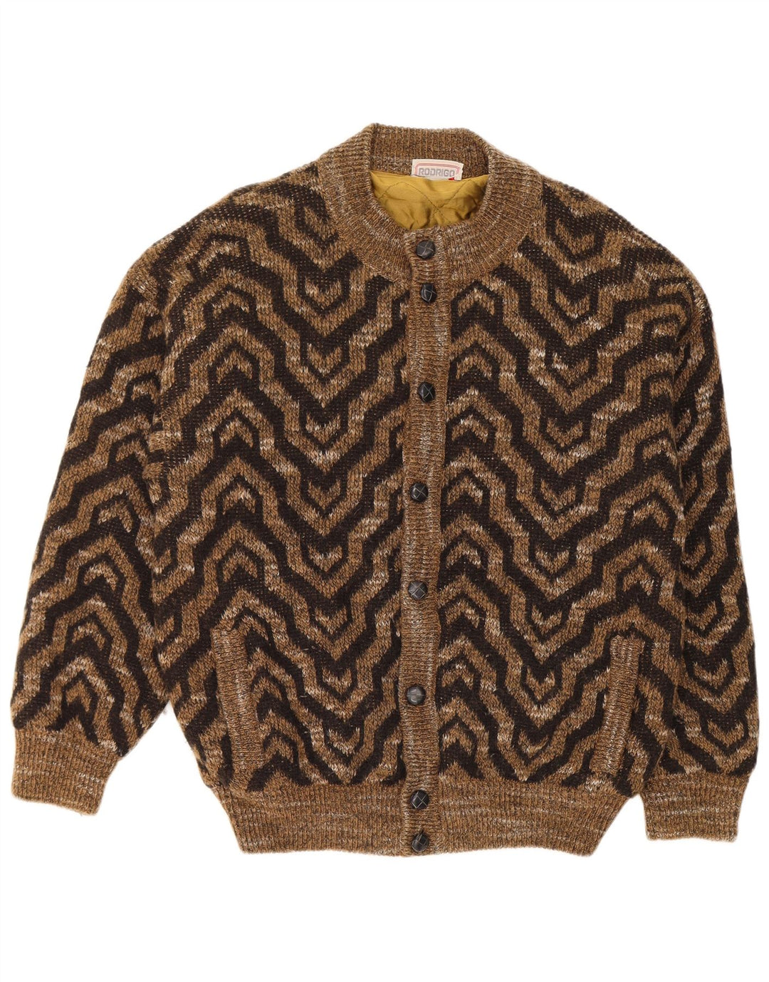 Rodrigo Mens Cardigan Sweater XL Brown Geometric