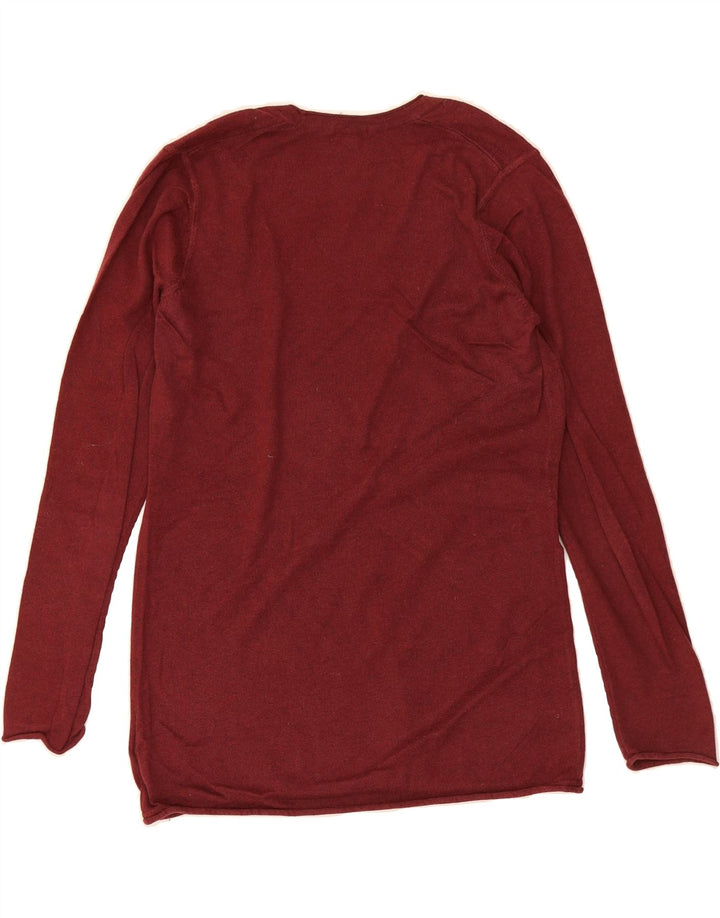 EDDIE BAUER Womens Seattle V-Neck Jumper Sweater UK 10 Small Maroon Vintage Eddie Bauer and Second-Hand Eddie Bauer from Messina Hembry 