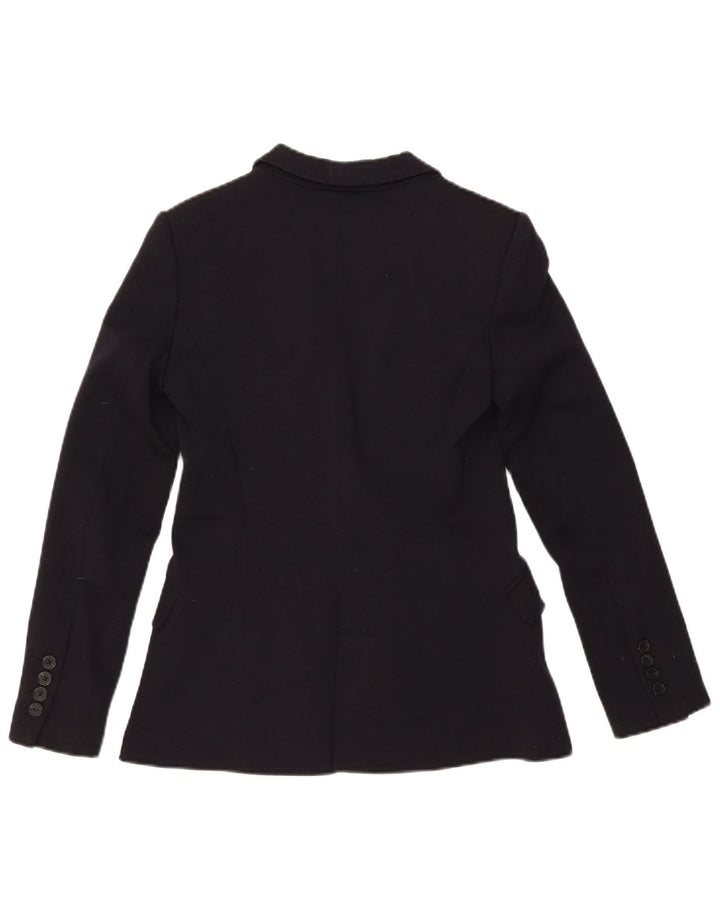 Zara Mujer Chaqueta Blazer De 1 Botón UK 10 Small Poliéster Negro