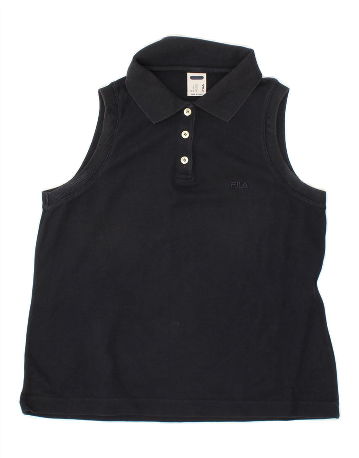 FILA Womens Sleeveless Polo Shirt IT 46 Large Navy Blue Vintage Fila and Second-Hand Fila from Messina Hembry 