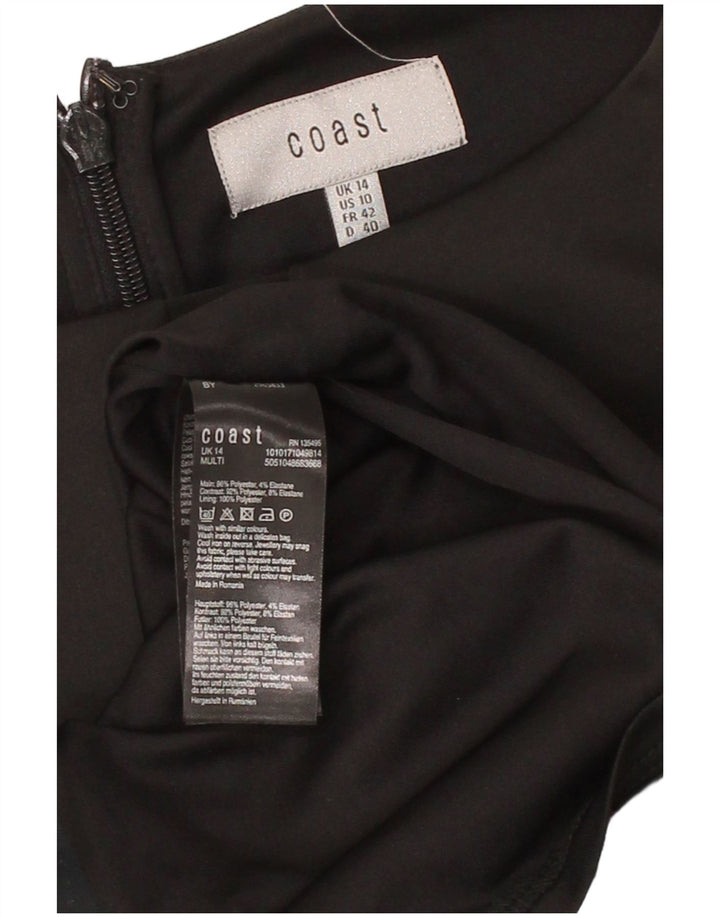 COAST Womens Sheath Dress UK 14 Medium Black Floral Polyester
