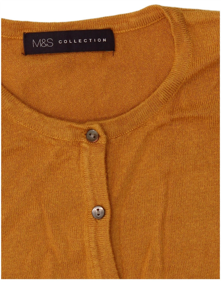 Marks & Spencer Womens Crop Cardigan Sweater UK 10 Small Yellow