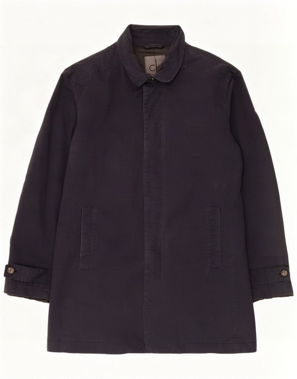 Calvin Klein Mens Overcoat UK 44 2XL Navy Blue Polyester