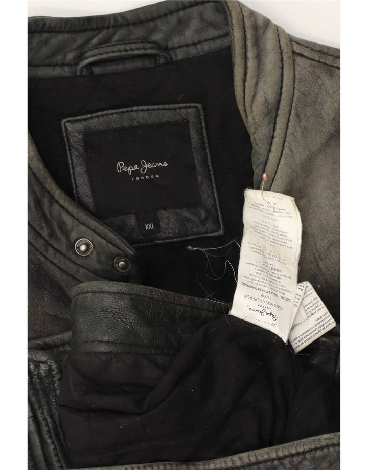 Мужская кожаная куртка PEPE Jeans UK 44 2XL Серая