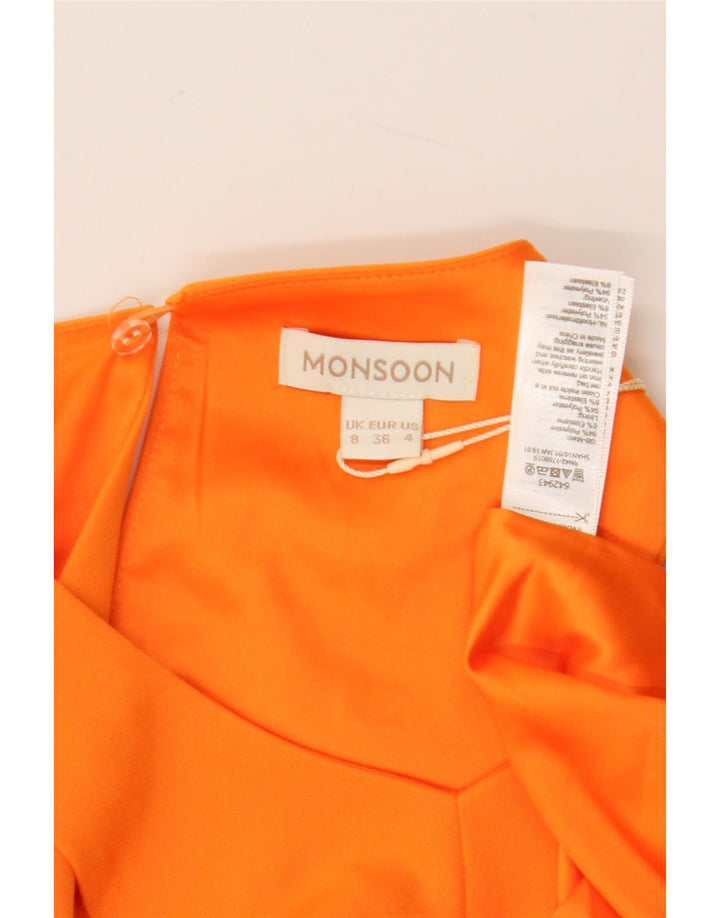 Monsoon Womens Sleeveless Maxi Dress UK 8 Small Orange Polyester