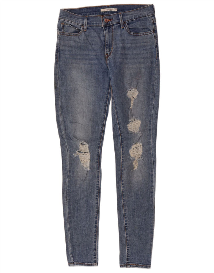 LEVI'S Dame 710 Distressed Super Skinny Jeans W28 L30 Blå Polyester