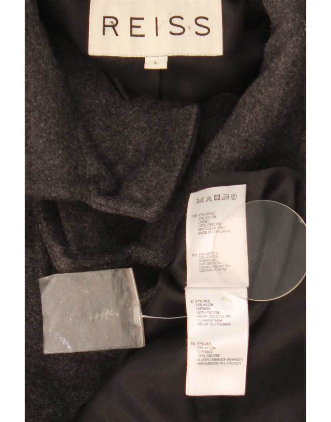 Cappotto da uomo Reiss UK 40 Large in lana grigia