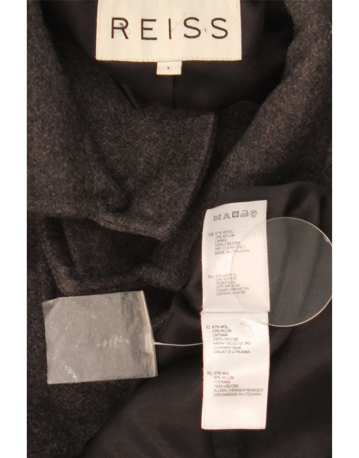 Cappotto da uomo Reiss UK 40 Large in lana grigia