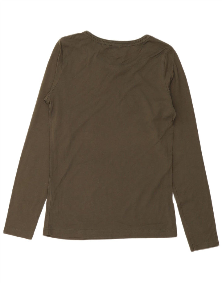 Nike Dame Grafisk Top Langærmet UK 10/12 Medium Khaki Bomuld