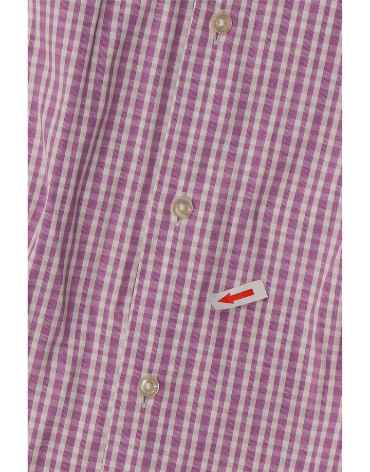 Hugo Boss Mens Regular Fit Shirt Size 41 16 Large Pink Check Cotton