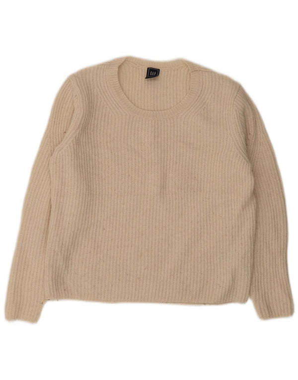Gap Womens Loose Fit Crew Neck Jumper Sweater UK 6 XS Off White Wool