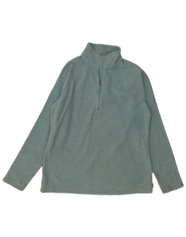 EDDIE BAUER Womens Zip Neck Fleece Jumper UK 14 Medium Turquoise Polyester