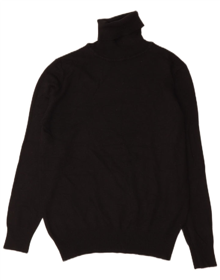 Zara Mens Roll Neck Jumper Sweater Medium Black Acrylic