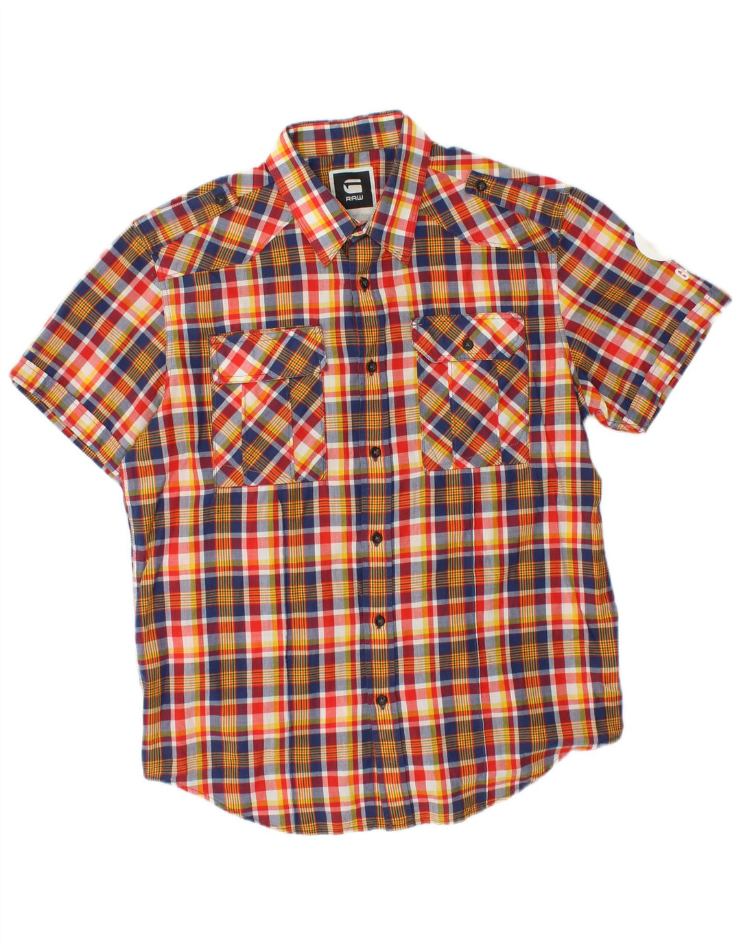 G-STAR Mens Short Sleeve Shirt XL Multicoloured Check Cotton