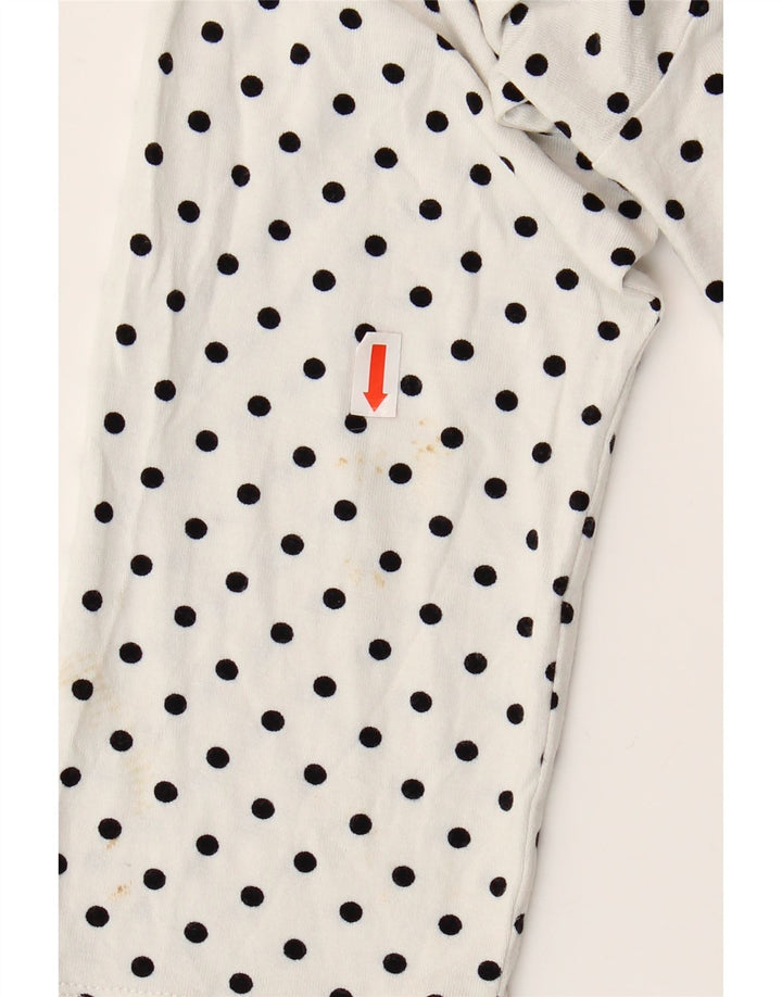 HOBBS Womens Front Tie 3/4 Sleeve Blouse Top UK 10 Small White Polka Dot