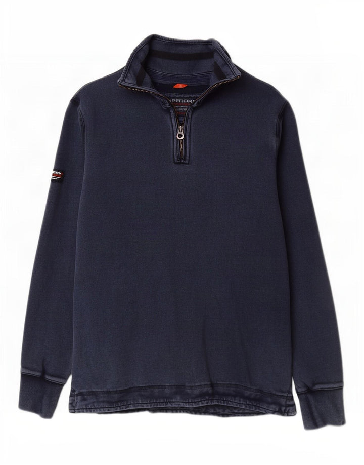 Męski sweter z zamkiem błyskawicznym Superdry, średni granatowy, bawełniany