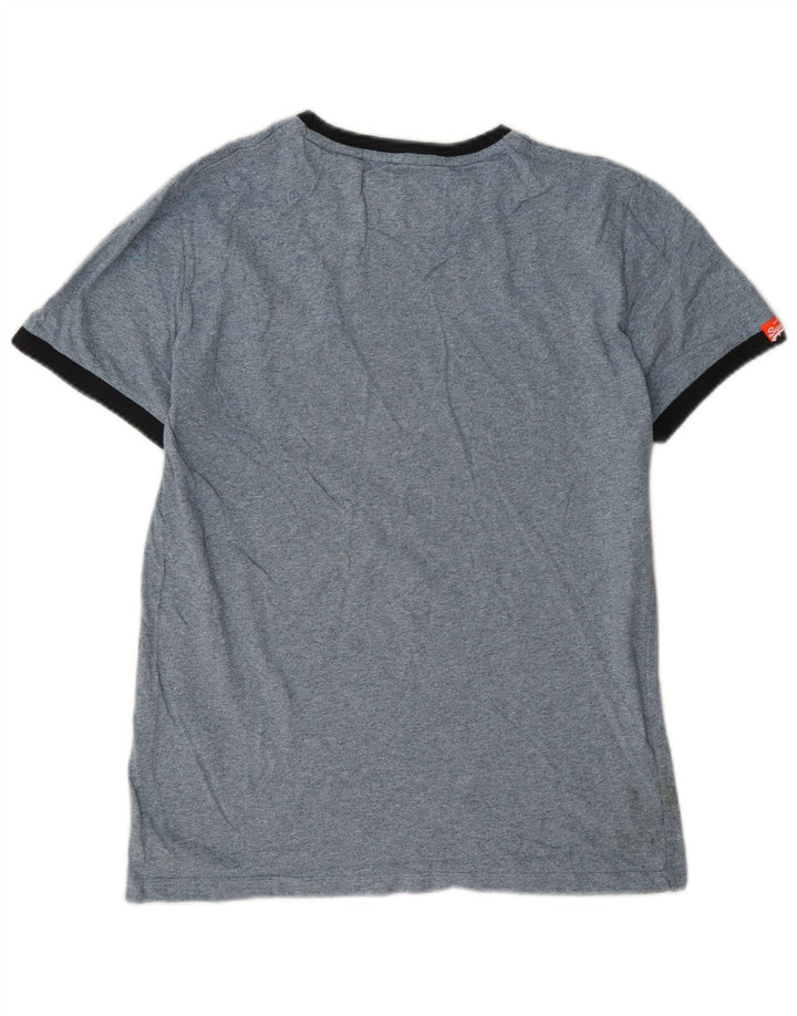 T-shirt da uomo Superdry Top Small in cotone chiazzato blu