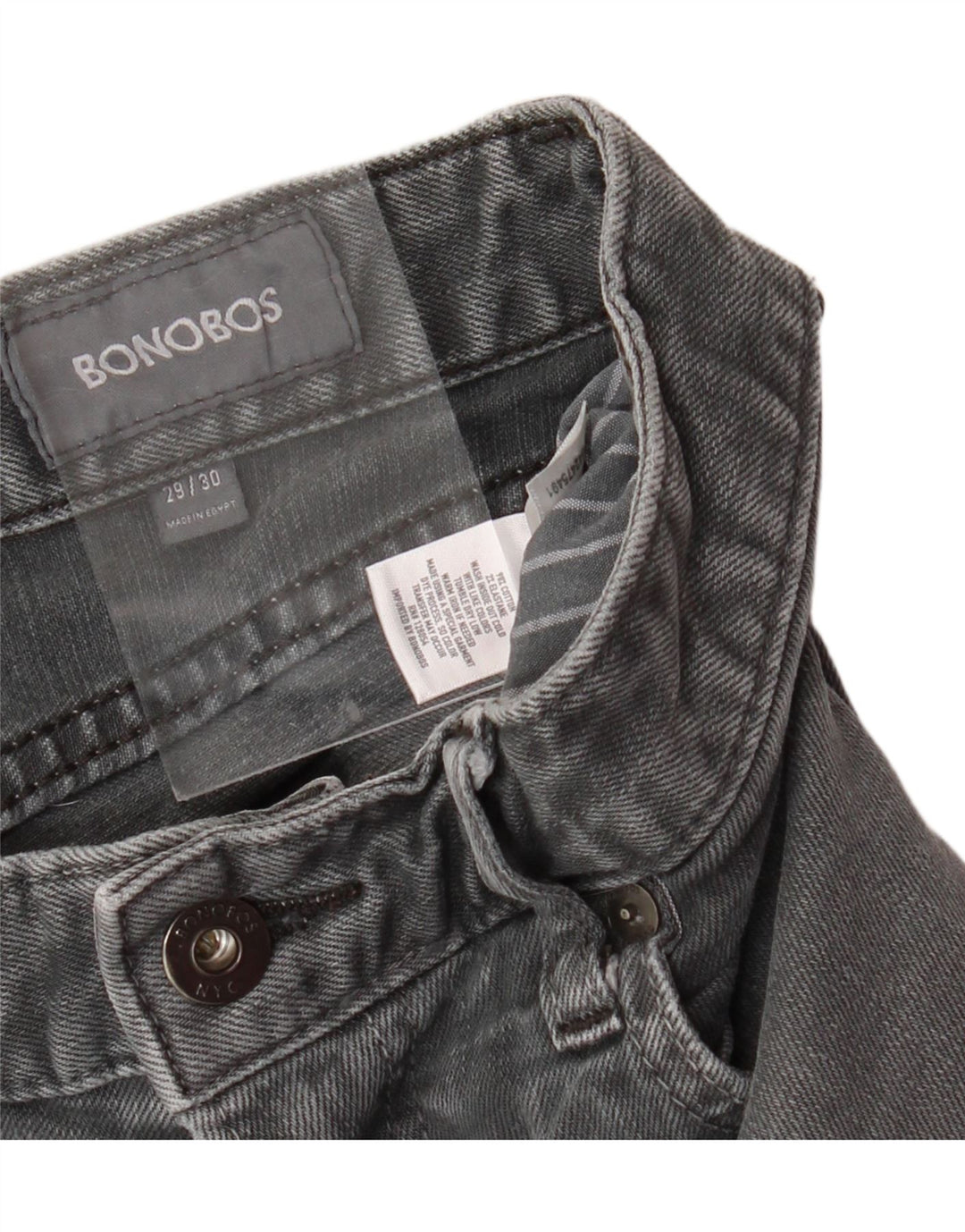 BONOBOS Womens Straight Jeans W29 L30 Grey Cotton