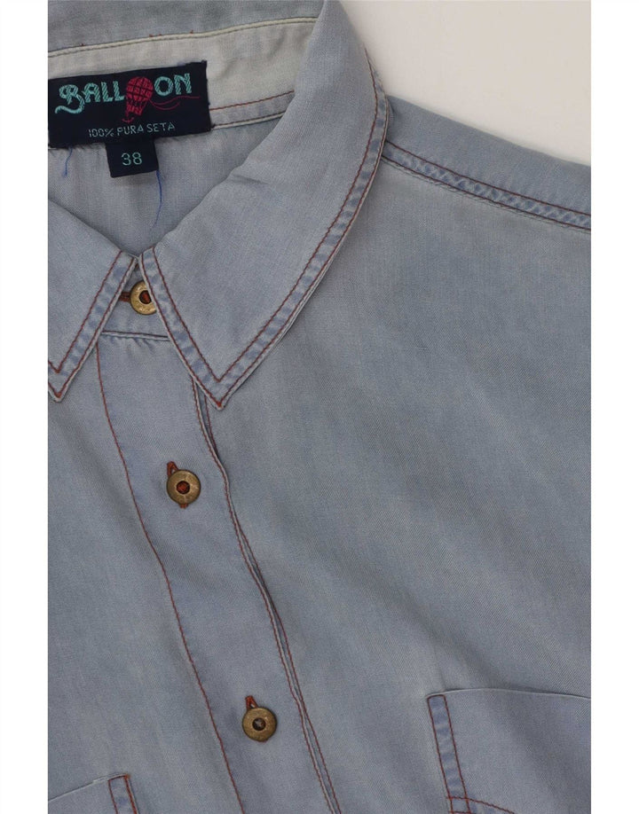 Ball On Womens Short Sleeve Oversized Shirt IT 38 XS Blue Silk