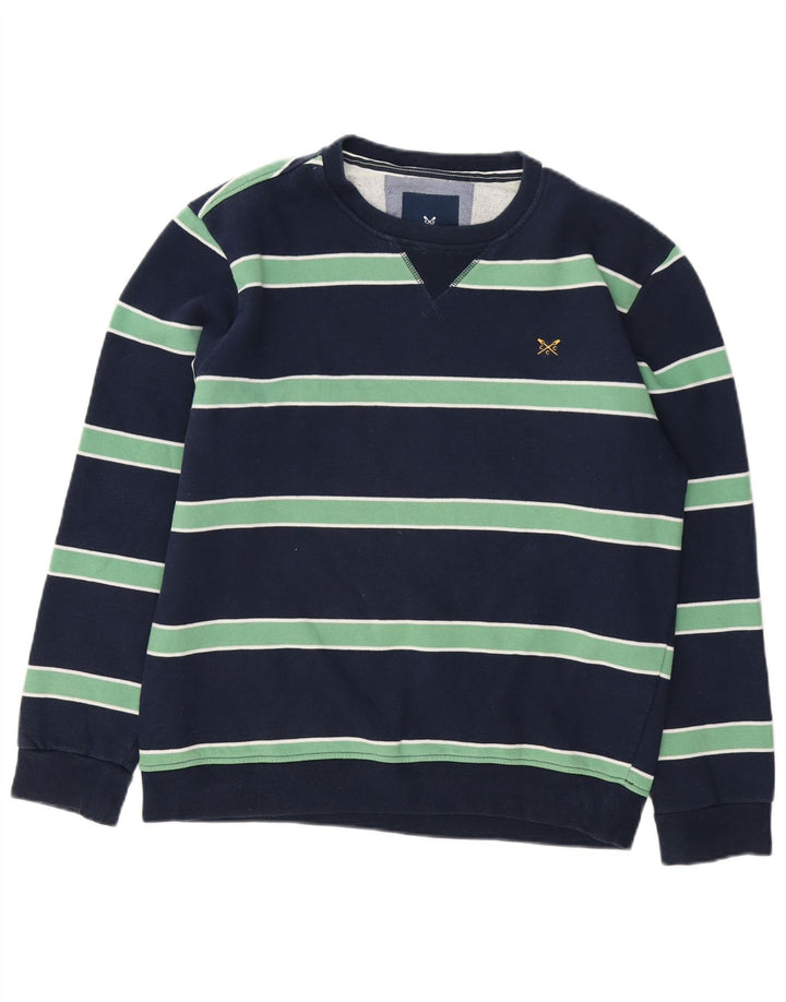 Crew Clothing Mens Sweatshirt Jumper Medium Navy Blue Striped Cotton