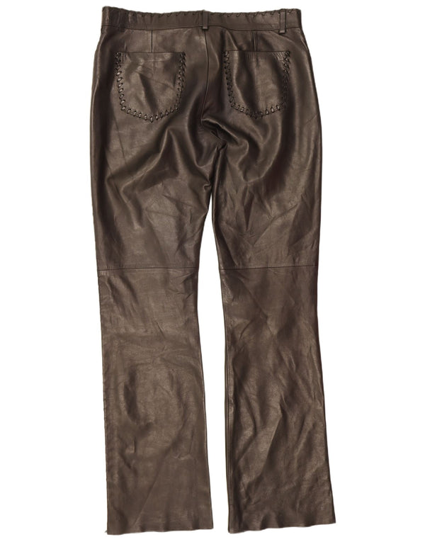 Винтажные женские кожаные повседневные брюки Bootcut IT 42 Medium W32 L32 Черные
