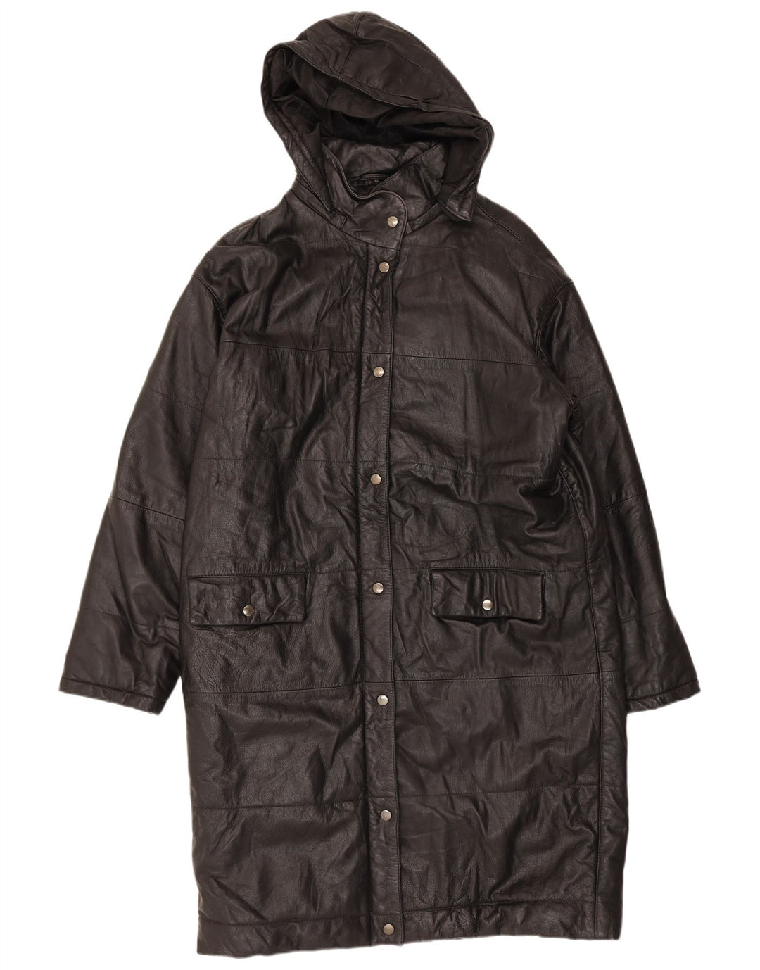Cappotto in pelle con cappuccio da donna Orfatti IT 48 XL Nero