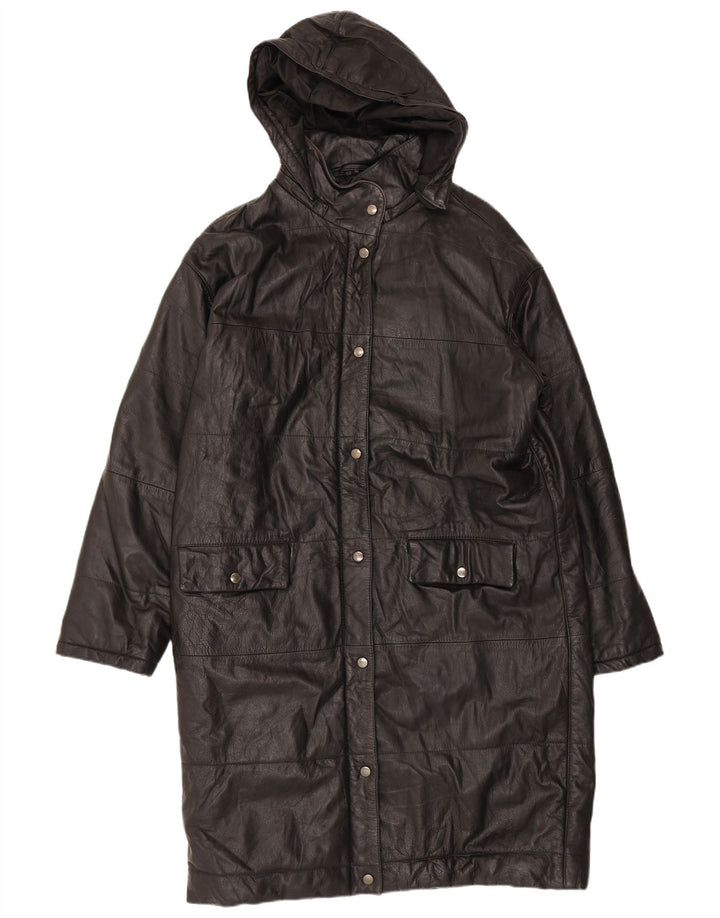 Cappotto in pelle con cappuccio da donna Orfatti IT 48 XL Nero