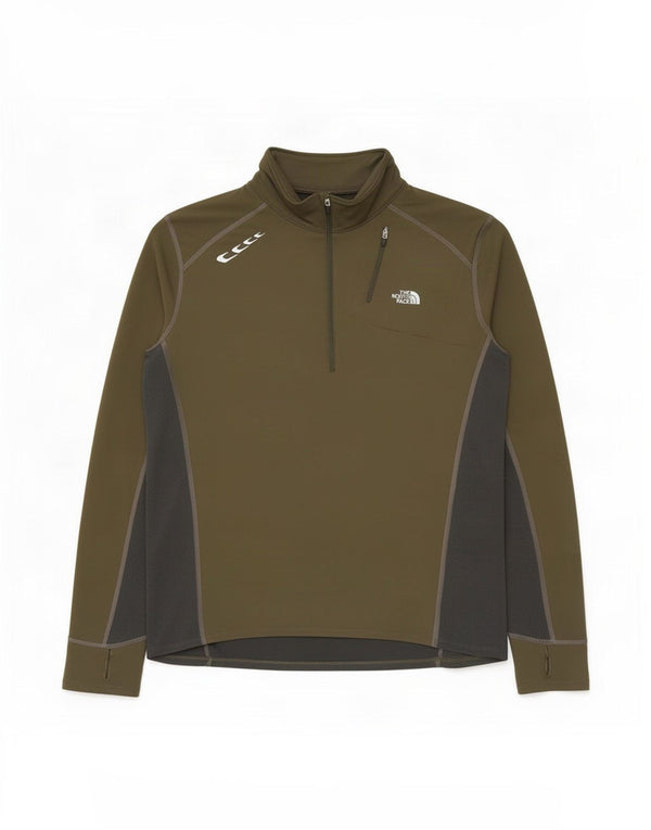 The North Face Uomo Pullover con zip Collo Tuta da ginnastica Top Large Khaki Colourblock